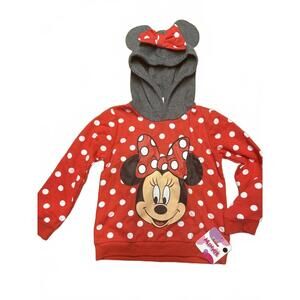 New Disney Minnie Mouse Red Polka Dot Hoodie Ears and BowKids Size 4T Girls